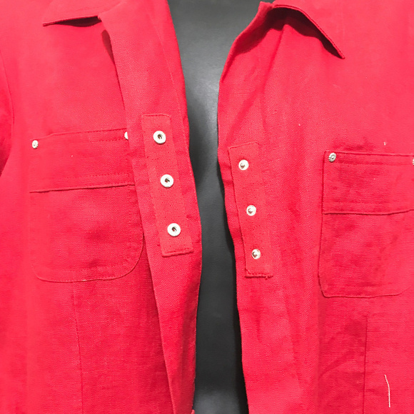 Real Comfort by Chadwicks 100% Linen Red Shirt - Picture 6 of 7